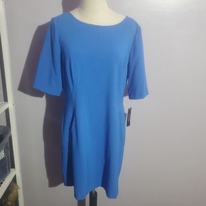 Tahari 3/4 sleeve blue sheath dress